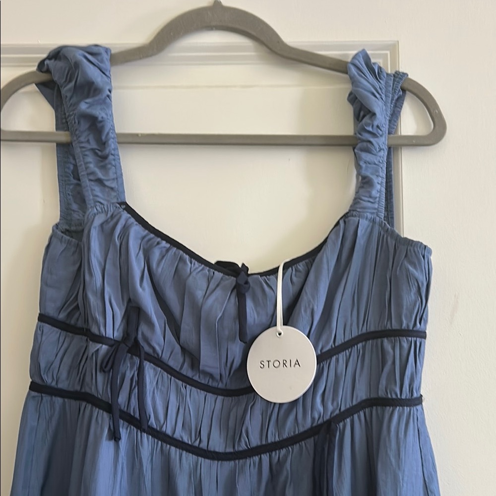 Storia Blue Pleated Dress
